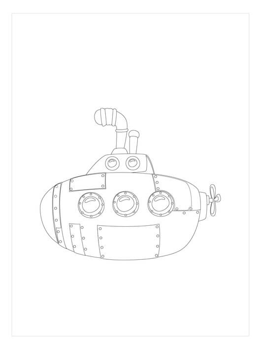 Dibujo Submarino De Dibujos Animados Para Imprimir Y Colorear